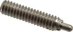 Vlier - 1/4-20, 1" Thread Length, 3/16" Plunger Projection, Stainless Steel Threaded Spring Plunger - 0.117 - 0.118" Max Plunger Diam, 1" Plunger Length, 1 Lb Init End Force, 4 Lb Final End Force - USA Tool & Supply