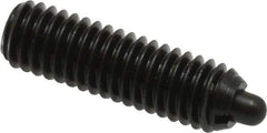 Vlier - M6 x 1.0, 0.787" Thread Length, 0.098" Plunger Projection, Steel Threaded Spring Plunger - 0.106" Max Plunger Diam, 0.787" Plunger Length, 4.05 Lb Init End Force, 11.24 Lb Final End Force - USA Tool & Supply