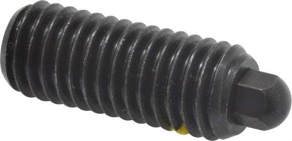 Vlier - 1/2-13, 1-1/4" Thread Length, 1/4" Plunger Projection, Steel Threaded Spring Plunger - 1/4 (Hex)" Max Plunger Diam, 1-1/4" Plunger Length, 6.6 Lb Init End Force, 17.4 Lb Final End Force, 1/4" Hex - USA Tool & Supply