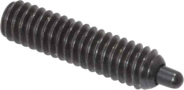 Vlier - 8-32, 5/8" Thread Length, 3/32" Plunger Projection, Steel Threaded Spring Plunger - 0.069 - 0.07" Max Plunger Diam, 5/8" Plunger Length, 2.7 Lb Init End Force, 7.3 Lb Final End Force, 0.063" Hex - USA Tool & Supply