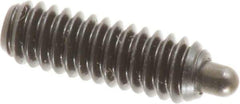 Vlier - 1/4-20, 3/4" Thread Length, 1/8" Plunger Projection, Steel Threaded Spring Plunger - 0.117 - 0.118" Max Plunger Diam, 3/4" Plunger Length, 2 Lb Init End Force, 9 Lb Final End Force, 0.079" Hex - USA Tool & Supply