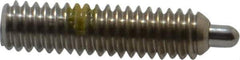 Vlier - 8-32, 5/8" Thread Length, 3/32" Plunger Projection, Stainless Steel Threaded Spring Plunger - 0.069 - 0.07" Max Plunger Diam, 5/8" Plunger Length, 2.7 Lb Init End Force, 7.3 Lb Final End Force, 0.063" Hex - USA Tool & Supply