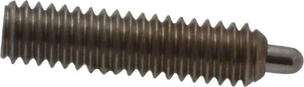 Vlier - 8-32, 5/8" Thread Length, 3/32" Plunger Projection, Stainless Steel Threaded Spring Plunger - 0.069 - 0.07" Max Plunger Diam, 5/8" Plunger Length, 0.7 Lb Init End Force, 2.3 Lb Final End Force, 0.063" Hex - USA Tool & Supply