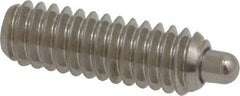 Vlier - 1/4-20, 3/4" Thread Length, 1/8" Plunger Projection, Stainless Steel Threaded Spring Plunger - 0.117 - 0.118" Max Plunger Diam, 3/4" Plunger Length, 2 Lb Init End Force, 9 Lb Final End Force, 0.079" Hex - USA Tool & Supply