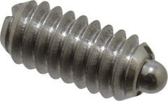 Vlier - 1/4-20, 17/32" Thread Length, 0.078" Plunger Projection, Stainless Steel Threaded Spring Plunger - 0.119" Max Plunger Diam, 0.531" Plunger Length, 1 Lb Init End Force, 3.5 Lb Final End Force - USA Tool & Supply