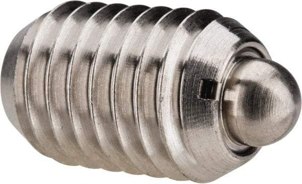 Vlier - 1/2-13, 3/4" Thread Length, 0.151" Plunger Projection, Stainless Steel Threaded Spring Plunger - 1/4" Max Plunger Diam, 0.75" Plunger Length, 1.75 Lb Init End Force, 5.5 Lb Final End Force - USA Tool & Supply