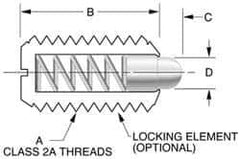 Vlier - 10-32, 0.468" Thread Length, 0.065" Plunger Projection, Stainless Steel Threaded Spring Plunger - 0.093" Max Plunger Diam, 0.468" Plunger Length, 0.75 Lb Init End Force, 2.5 Lb Final End Force - USA Tool & Supply