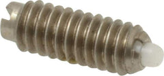 Vlier - 8-32, 7/16" Thread Length, 0.052" Plunger Projection, Stainless Steel Threaded Spring Plunger - 0.07" Max Plunger Diam, 0.437" Plunger Length, 0.5 Lb Init End Force, 1.5 Lb Final End Force - USA Tool & Supply