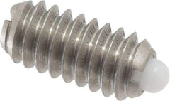 Vlier - 1/4-20, 17/32" Thread Length, 0.078" Plunger Projection, Stainless Steel Threaded Spring Plunger - 0.119" Max Plunger Diam, 0.531" Plunger Length, 1 Lb Init End Force, 3.5 Lb Final End Force - USA Tool & Supply