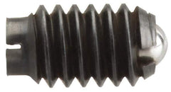 Vlier - 5/8-11, 0.375" Ball Diam, 0.984" Body Length, 0.096" Max Ball Reach, Threaded Ball Plunger - Stainless Steel Body, Stainless Steel Ball, 9 Lb Initial End Force, 18 Lb Final End Force - USA Tool & Supply