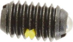Vlier - 3/8-16, 0.188" Ball Diam, 0.625" Body Length, 0.048" Max Ball Reach, Threaded Ball Plunger - Steel Body, Steel Ball, 5 Lb Initial End Force, 10 Lb Final End Force, Locking Element - USA Tool & Supply