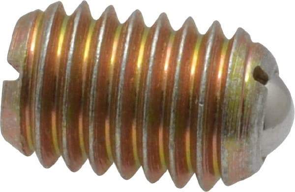 Vlier - 1/2-13, 0.281" Ball Diam, 0.75" Body Length, 0.072" Max Ball Reach, Threaded Ball Plunger - Steel Body, Steel Ball, 6 Lb Initial End Force, 30 Lb Final End Force - USA Tool & Supply