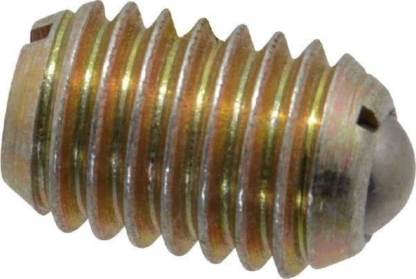 Vlier - 1/2-13, 0.281" Ball Diam, 0.75" Body Length, 0.072" Max Ball Reach, Threaded Ball Plunger - Steel Body, Steel Ball, 6 Lb Initial End Force, 30 Lb Final End Force, Locking Element - USA Tool & Supply