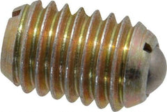 Vlier - 1/2-13, 0.281" Ball Diam, 0.75" Body Length, 0.072" Max Ball Reach, Threaded Ball Plunger - Steel Body, Steel Ball, 6 Lb Initial End Force, 30 Lb Final End Force, Locking Element - USA Tool & Supply
