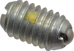Vlier - 3/8-16, 0.188" Ball Diam, 0.625" Body Length, 0.048" Max Ball Reach, Threaded Ball Plunger - Steel Body, Steel Ball, 2.5 Lb Initial End Force, 5 Lb Final End Force, Locking Element - USA Tool & Supply