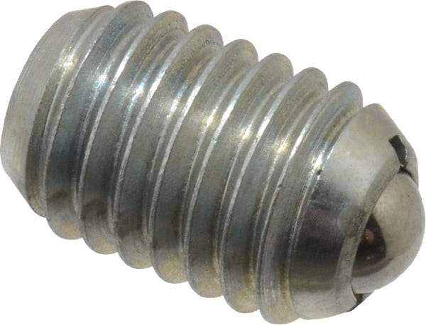 Vlier - 1/2-13, 0.281" Ball Diam, 0.75" Body Length, 0.072" Max Ball Reach, Threaded Ball Plunger - Steel Body, Steel Ball, 3 Lb Initial End Force, 6 Lb Final End Force - USA Tool & Supply