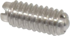 Vlier - 6-40, 0.078" Ball Diam, 0.312" Body Length, 0.023" Max Ball Reach, Threaded Ball Plunger - Stainless Steel Body, Stainless Steel Ball, 0.5 Lb Initial End Force, 1 Lb Final End Force - USA Tool & Supply