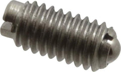 Vlier - 8-36, 0.094" Ball Diam, 0.344" Body Length, 0.025" Max Ball Reach, Threaded Ball Plunger - Stainless Steel Body, Stainless Steel Ball, 0.5 Lb Initial End Force, 1.25 Lb Final End Force - USA Tool & Supply