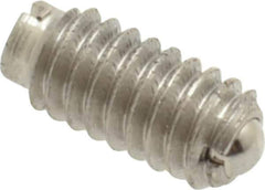 Vlier - 8-32, 0.094" Ball Diam, 0.344" Body Length, 0.025" Max Ball Reach, Threaded Ball Plunger - Stainless Steel Body, Stainless Steel Ball, 0.5 Lb Initial End Force, 1.25 Lb Final End Force - USA Tool & Supply