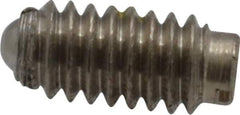 Vlier - 8-32, 0.094" Ball Diam, 0.344" Body Length, 0.025" Max Ball Reach, Threaded Ball Plunger - Stainless Steel Body, Stainless Steel Ball, 0.5 Lb Initial End Force, 1.25 Lb Final End Force, Locking Element - USA Tool & Supply