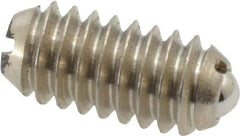 Vlier - 1/4-20, 0.125" Ball Diam, 0.531" Body Length, 0.035" Max Ball Reach, Threaded Ball Plunger - Stainless Steel Body, Stainless Steel Ball, 3 Lb Initial End Force, 7 Lb Final End Force - USA Tool & Supply
