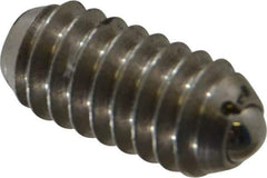 Vlier - 1/4-20, 0.125" Ball Diam, 0.531" Body Length, 0.035" Max Ball Reach, Threaded Ball Plunger - Stainless Steel Body, Stainless Steel Ball, 3 Lb Initial End Force, 7 Lb Final End Force, Locking Element - USA Tool & Supply