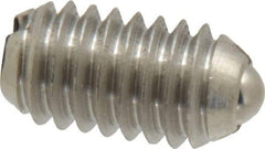 Vlier - 5/16-18, 0.156" Ball Diam, 0.578" Body Length, 0.04" Max Ball Reach, Threaded Ball Plunger - Stainless Steel Body, Stainless Steel Ball, 4 Lb Initial End Force, 9 Lb Final End Force - USA Tool & Supply