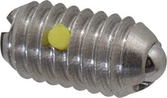 Vlier - 5/16-18, 0.156" Ball Diam, 0.578" Body Length, 0.04" Max Ball Reach, Threaded Ball Plunger - Stainless Steel Body, Stainless Steel Ball, 4 Lb Initial End Force, 9 Lb Final End Force, Locking Element - USA Tool & Supply