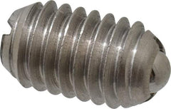 Vlier - 3/8-16, 0.188" Ball Diam, 0.625" Body Length, 0.048" Max Ball Reach, Threaded Ball Plunger - Stainless Steel Body, Stainless Steel Ball, 5 Lb Initial End Force, 10 Lb Final End Force, Locking Element - USA Tool & Supply