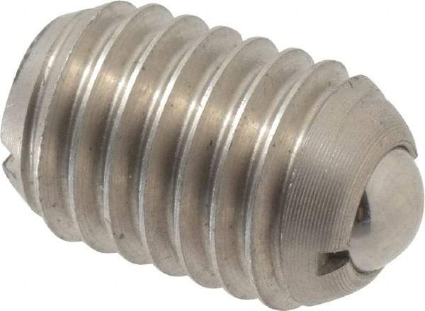 Vlier - 1/2-13, 0.281" Ball Diam, 0.75" Body Length, 0.072" Max Ball Reach, Threaded Ball Plunger - Stainless Steel Body, Stainless Steel Ball, 6 Lb Initial End Force, 12 Lb Final End Force - USA Tool & Supply