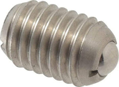 Vlier - 1/2-13, 0.281" Ball Diam, 0.75" Body Length, 0.072" Max Ball Reach, Threaded Ball Plunger - Stainless Steel Body, Stainless Steel Ball, 6 Lb Initial End Force, 12 Lb Final End Force - USA Tool & Supply