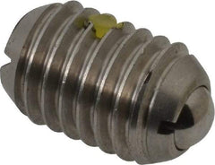 Vlier - 1/2-13, 0.281" Ball Diam, 0.75" Body Length, 0.072" Max Ball Reach, Threaded Ball Plunger - Stainless Steel Body, Stainless Steel Ball, 6 Lb Initial End Force, 12 Lb Final End Force, Locking Element - USA Tool & Supply