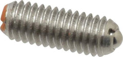 Vlier - 10-32, 0.094" Ball Diam, 0.513" Body Length, 0.025" Max Ball Reach, Threaded Ball Plunger - Stainless Steel Body, Stainless Steel Ball, 2 Lb Initial End Force, 5 Lb Final End Force - USA Tool & Supply