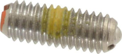 Vlier - 10-32, 0.094" Ball Diam, 0.513" Body Length, 0.025" Max Ball Reach, Threaded Ball Plunger - Stainless Steel Body, Stainless Steel Ball, 2 Lb Initial End Force, 5 Lb Final End Force, Locking Element - USA Tool & Supply