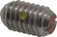 Vlier - 3/8-16, 0.188" Ball Diam, 0.625" Body Length, 0.048" Max Ball Reach, Threaded Ball Plunger - Stainless Steel Body, Stainless Steel Ball, 6 Lb Initial End Force, 21 Lb Final End Force, Locking Element - USA Tool & Supply