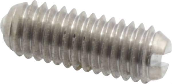 Vlier - 10-32, 0.094" Ball Diam, 0.513" Body Length, 0.025" Max Ball Reach, Threaded Ball Plunger - Stainless Steel Body, Stainless Steel Ball, 0.5 Lb Initial End Force, 1.5 Lb Final End Force, Locking Element - USA Tool & Supply