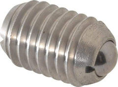 Vlier - 1/2-13, 0.281" Ball Diam, 0.75" Body Length, 0.072" Max Ball Reach, Threaded Ball Plunger - Stainless Steel Body, Stainless Steel Ball, 3 Lb Initial End Force, 6 Lb Final End Force - USA Tool & Supply
