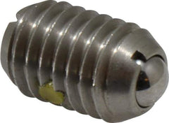 Vlier - 1/2-13, 0.281" Ball Diam, 0.75" Body Length, 0.072" Max Ball Reach, Threaded Ball Plunger - Stainless Steel Body, Stainless Steel Ball, 3 Lb Initial End Force, 6 Lb Final End Force, Locking Element - USA Tool & Supply