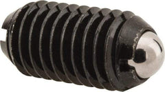 Vlier - M10x1.5, 6mm Ball Diam, 19mm Body Length, 2mm Max Ball Reach, Threaded Ball Plunger - Steel Body, Steel Ball, 4.5 Lb Initial End Force, 7.87 Lb Final End Force - USA Tool & Supply