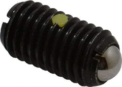 Vlier - M12x1.75, 8mm Ball Diam, 22mm Body Length, 2.5mm Max Ball Reach, Threaded Ball Plunger - Steel Body, Steel Ball, 6.75 Lb Initial End Force, 12.36 Lb Final End Force, Locking Element - USA Tool & Supply