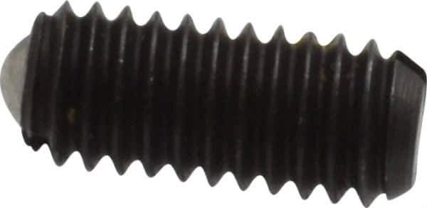 Vlier - M4x0.7, 2.5mm Ball Diam, 9mm Body Length, 0.8mm Max Ball Reach, Threaded Ball Plunger - Steel Body, Steel Ball, 0.9 Lb Initial End Force, 2.25 Lb Final End Force, Locking Element - USA Tool & Supply