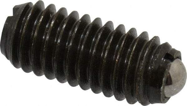 Vlier - M6x1.0, 3.5mm Ball Diam, 14mm Body Length, 1mm Max Ball Reach, Threaded Ball Plunger - Steel Body, Steel Ball, 2.02 Lb Initial End Force, 2.92 Lb Final End Force - USA Tool & Supply