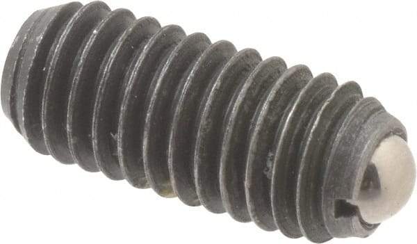 Vlier - M6x1.0, 3.5mm Ball Diam, 14mm Body Length, 1mm Max Ball Reach, Threaded Ball Plunger - Steel Body, Steel Ball, 2.02 Lb Initial End Force, 2.92 Lb Final End Force, Locking Element - USA Tool & Supply