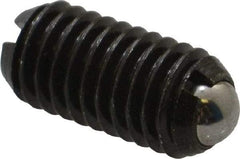 Vlier - M8x1.25, 5mm Ball Diam, 16mm Body Length, 1.5mm Max Ball Reach, Threaded Ball Plunger - Steel Body, Steel Ball, 3.37 Lb Initial End Force, 6.75 Lb Final End Force, Locking Element - USA Tool & Supply