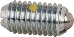 Vlier - M10x1.5, 6mm Ball Diam, 19mm Body Length, 2mm Max Ball Reach, Threaded Ball Plunger - Steel Body, Steel Ball, 1.8 Lb Initial End Force, 3.37 Lb Final End Force, Locking Element - USA Tool & Supply