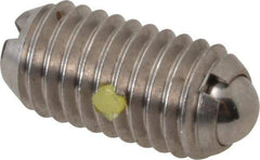 Vlier - M8x1.25, 5mm Ball Diam, 16mm Body Length, 1.5mm Max Ball Reach, Threaded Ball Plunger - Stainless Steel Body, Stainless Steel Ball, 3.37 Lb Initial End Force, 6.75 Lb Final End Force, Locking Element - USA Tool & Supply
