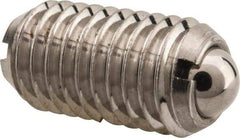 Vlier - M10x1.5, 6mm Ball Diam, 19mm Body Length, 2mm Max Ball Reach, Threaded Ball Plunger - Stainless Steel Body, Stainless Steel Ball, 13.49 Lb Initial End Force, 20.23 Lb Final End Force, Locking Element - USA Tool & Supply