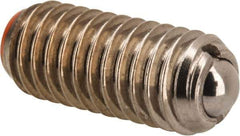 Vlier - M6x1.0, 3.5mm Ball Diam, 14mm Body Length, 1mm Max Ball Reach, Threaded Ball Plunger - Stainless Steel Body, Stainless Steel Ball, 6.29 Lb Initial End Force, 9 Lb Final End Force, Locking Element - USA Tool & Supply