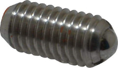 Vlier - M8x1.25, 5mm Ball Diam, 16mm Body Length, 1.5mm Max Ball Reach, Threaded Ball Plunger - Stainless Steel Body, Stainless Steel Ball, 9 Lb Initial End Force, 13.49 Lb Final End Force - USA Tool & Supply