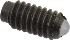 Vlier - 8-32, 0.094" Ball Diam, 0.344" Body Length, 0.025" Max Ball Reach, Threaded Ball Plunger - Steel Body, Nylon Ball, 0.5 Lb Initial End Force, 1.25 Lb Final End Force, Locking Element - USA Tool & Supply